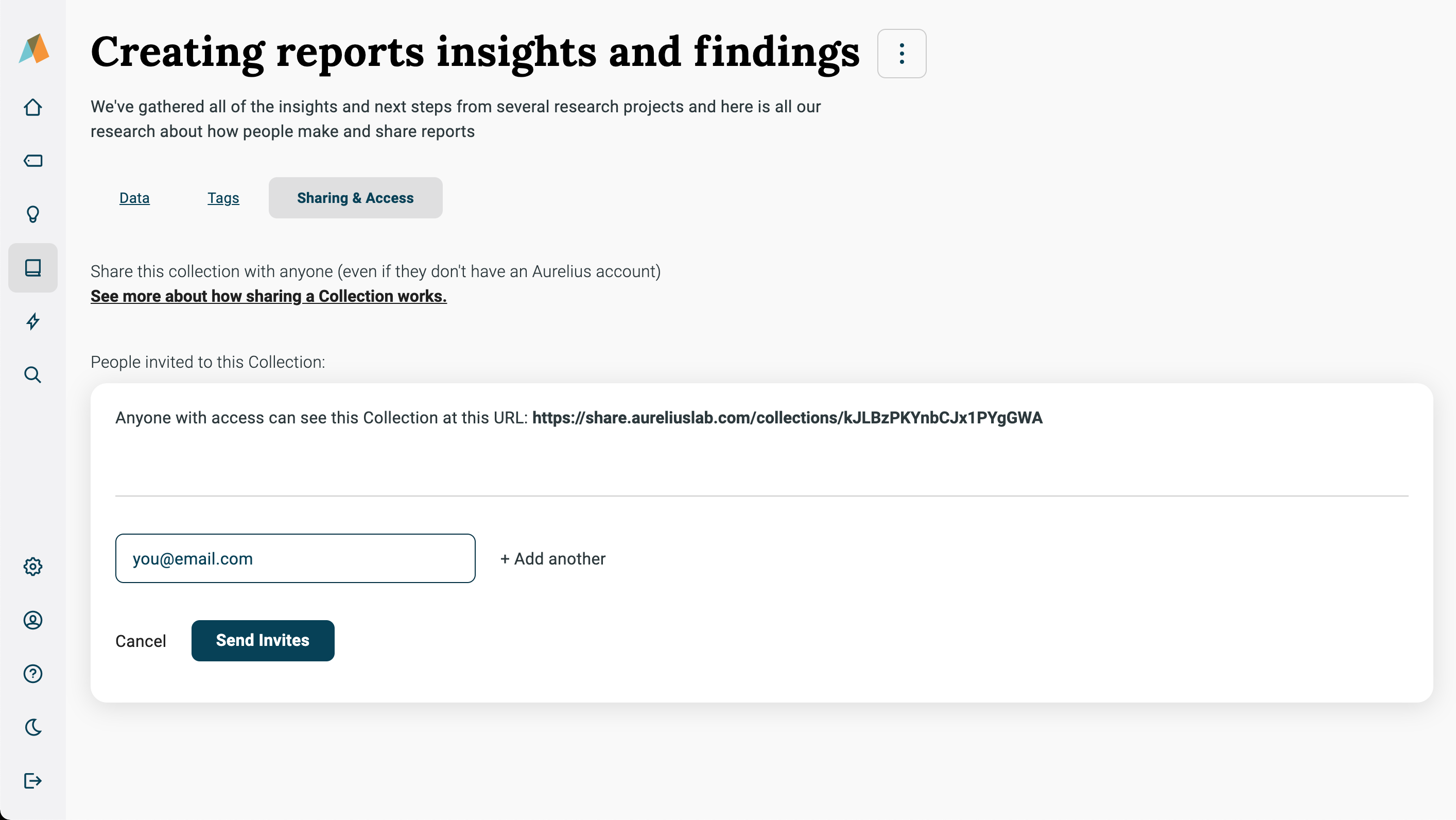 Sharing a research collection in Aurelius