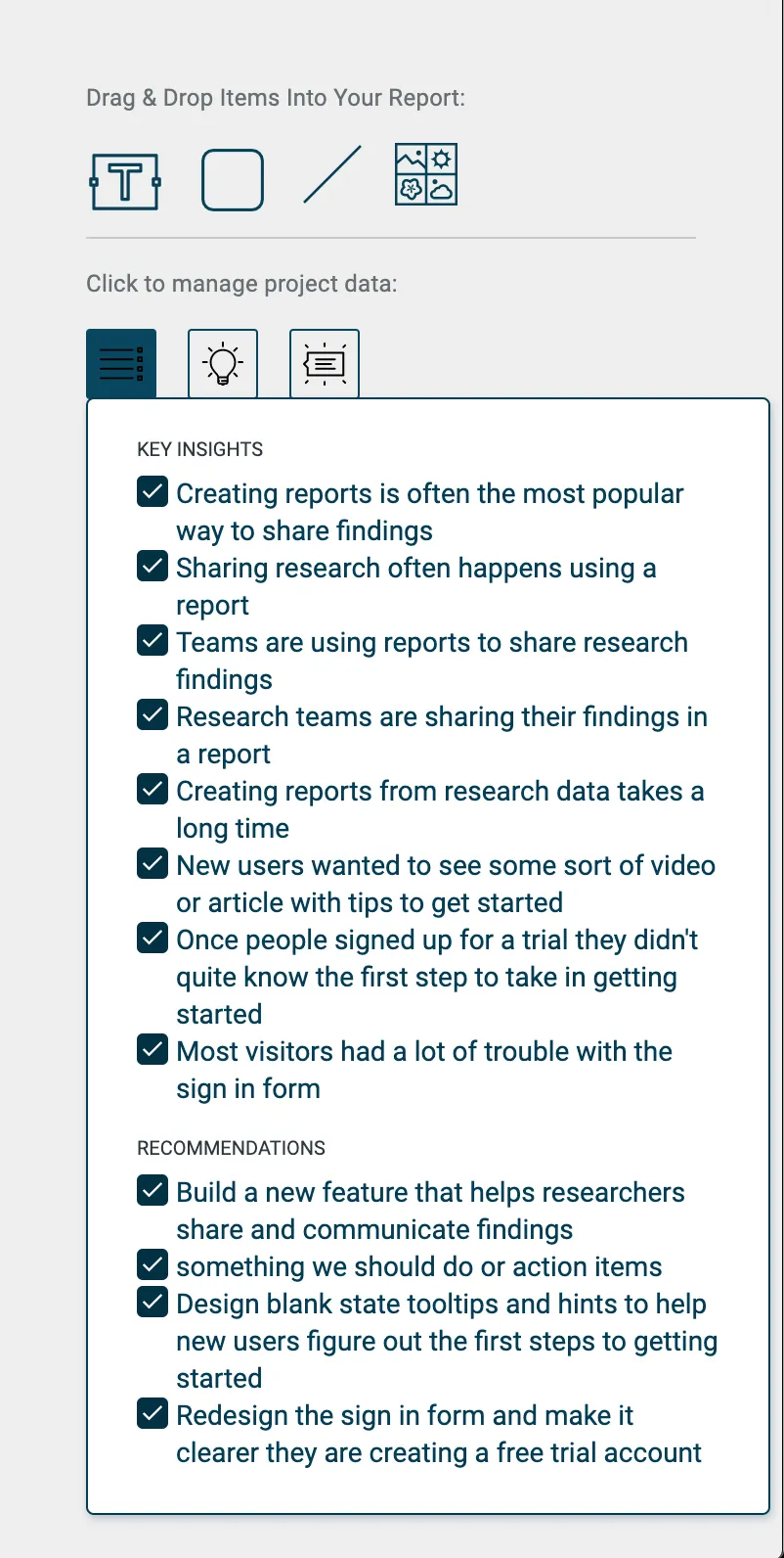 Create new insights and recommendations on a research reports in Aurelius
