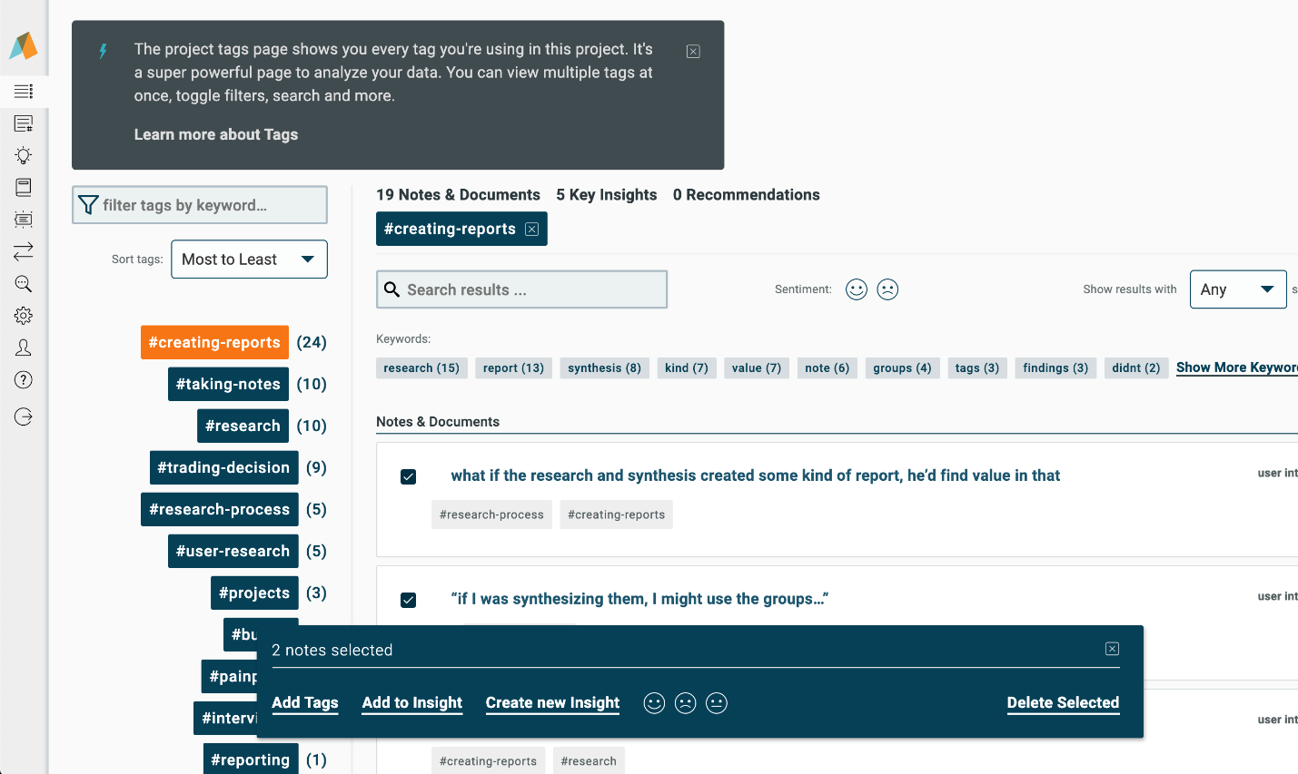 analyzing ux research and creating key insights in Aurelius
