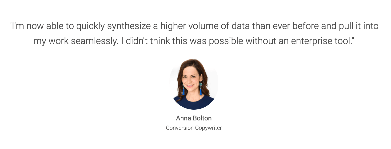 Aurelius customer testimonial: I'm now able to quickly synthesize a higher volume of data than ever before and pull it into my work seamlessly. I didn't think this was possible without an enterprise tool.