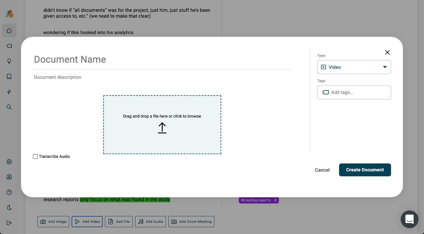 uploading documents in Aurelius