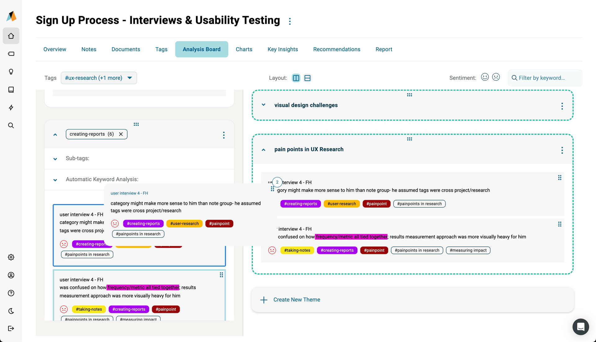 Analysis Board - affinity diagrams for UX Research